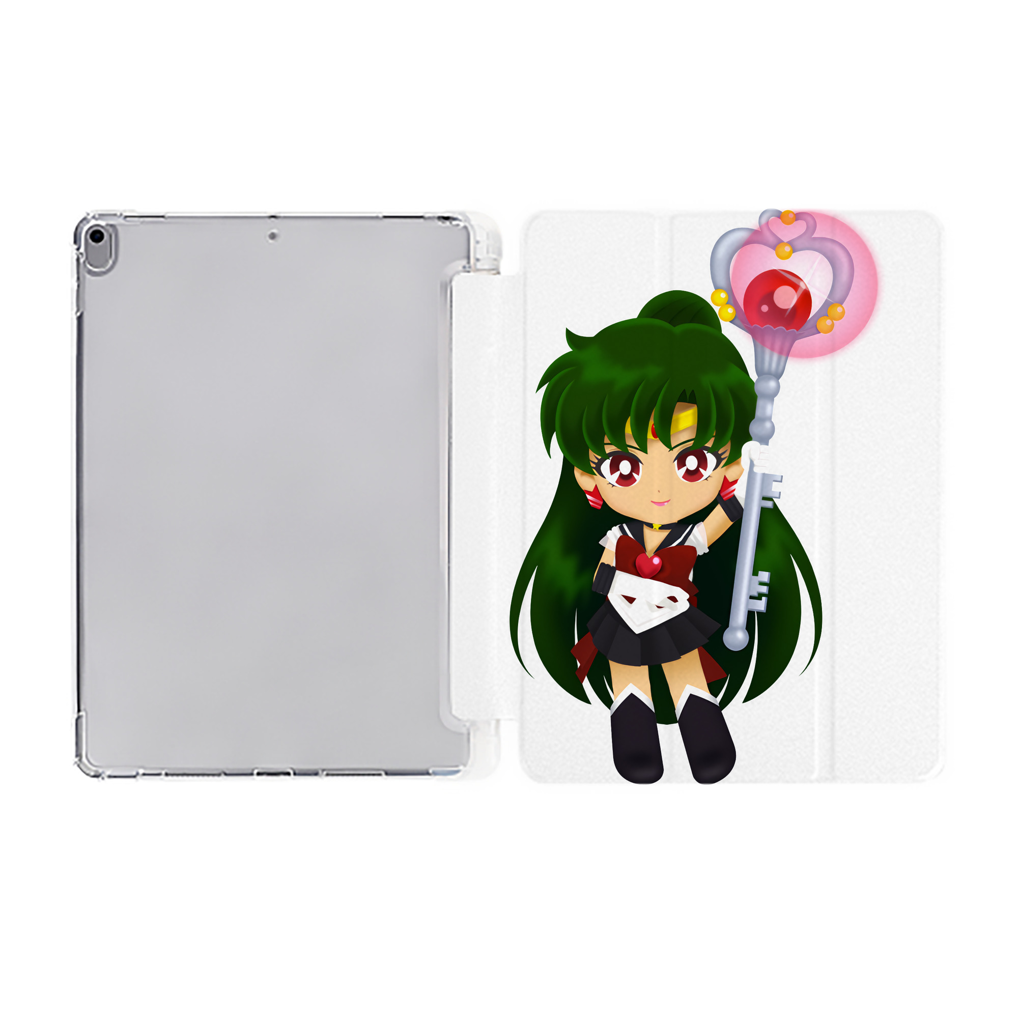 （画像用） 美少女戦士セーラームーン 冥王せつな Sailor Moon Meiou Setsuna IPad ケース ペン収納付き 三つ折りスタンド PUレザー×シリコン 対応機種9.5/10.5/10.9インチ